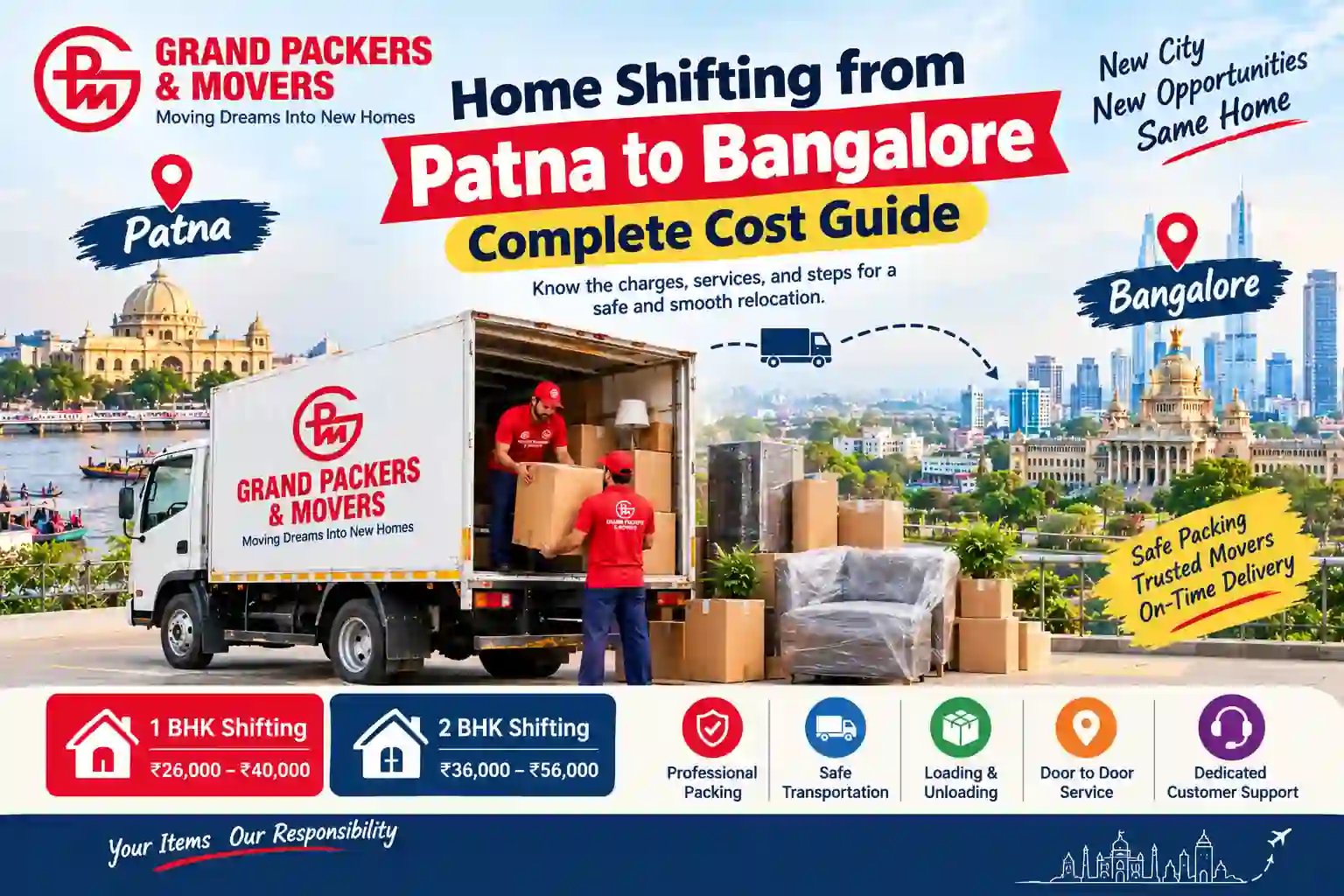 Home Shifting from Patna to Bangalore: Cost Guide